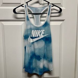 ☁️ Nike Tee Blue and White Razor Back Tank Top Cloud Pattern ☁️